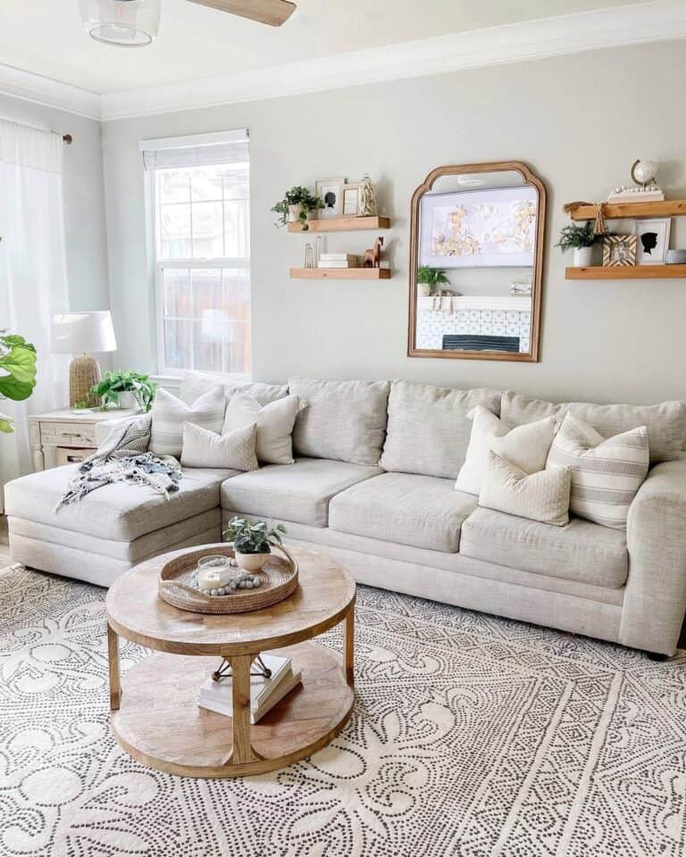 White and Gray Living Room Area Rug