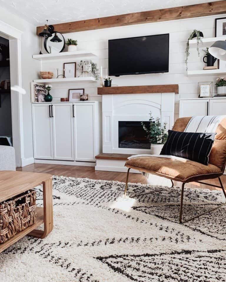 White and Wood Living Room Wall Display Soul & Lane