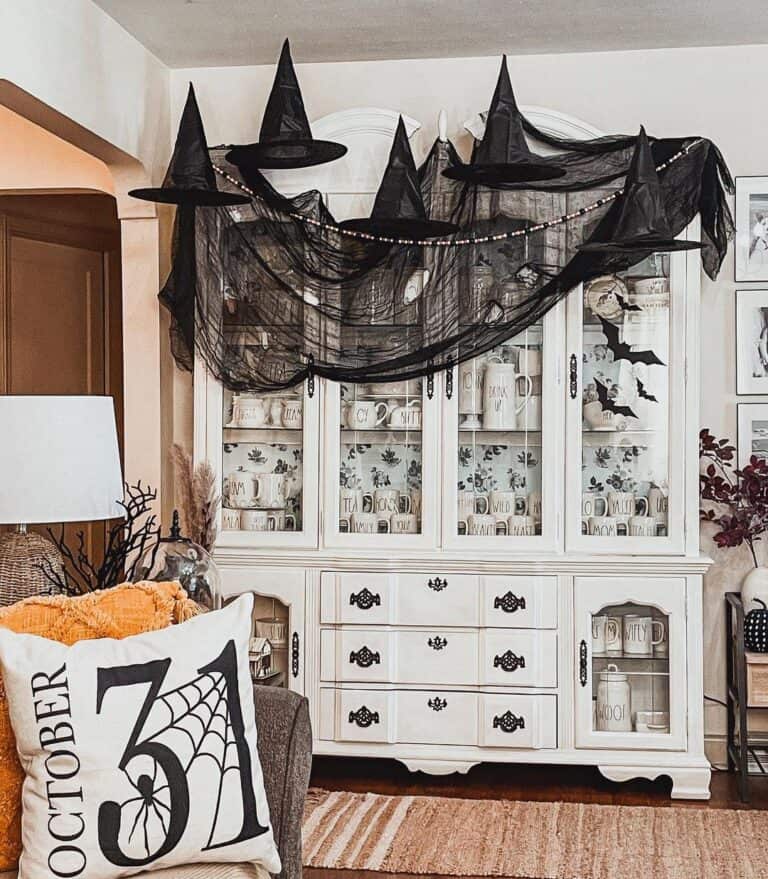 Witch Halloween Decor in Living Room