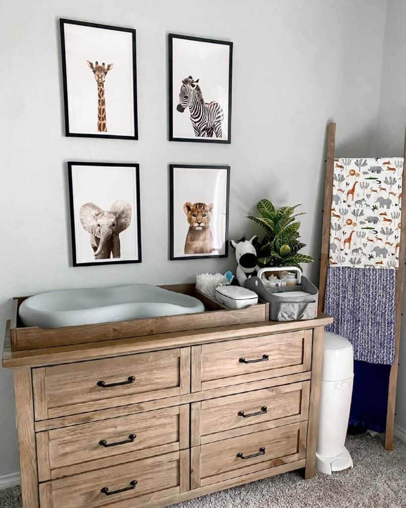 Wood Dresser with Black Pulls