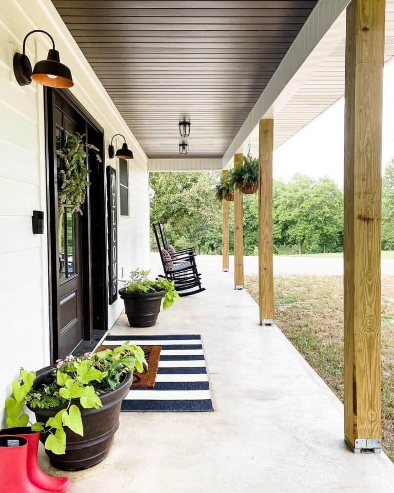 Wood Farmhouse Porch Columns and Planters