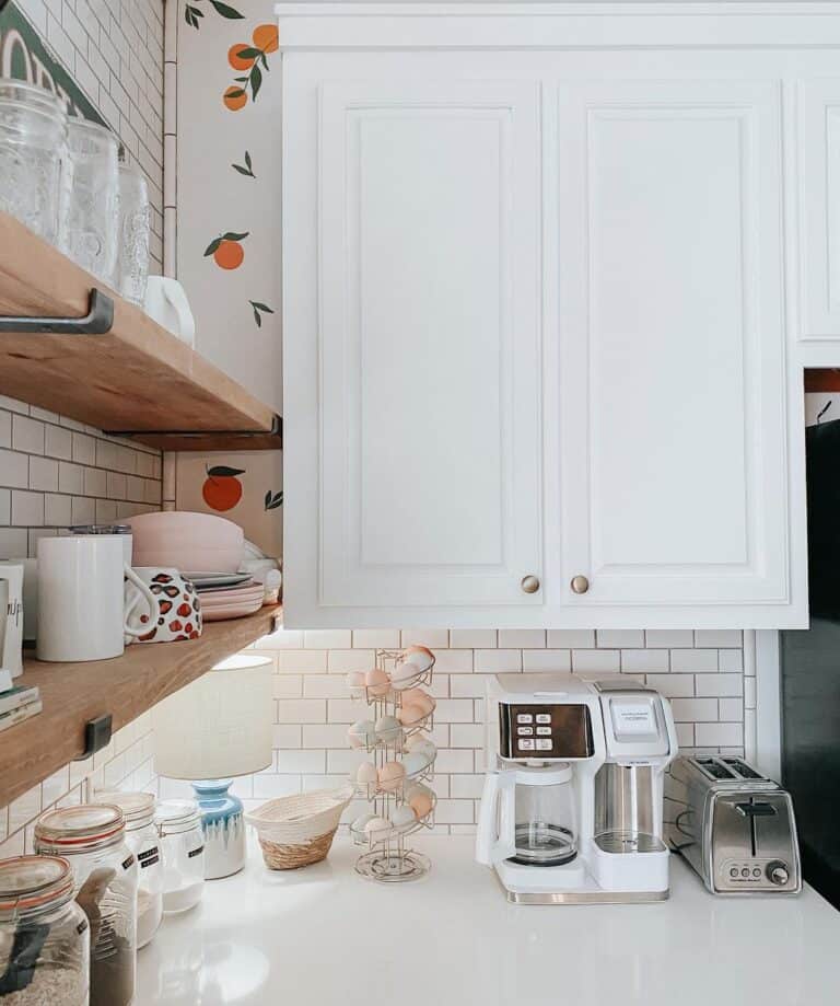 Wood Floating Shelves With Thick Metal Brackets