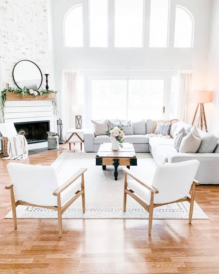 Wood and White Living Room Chairs