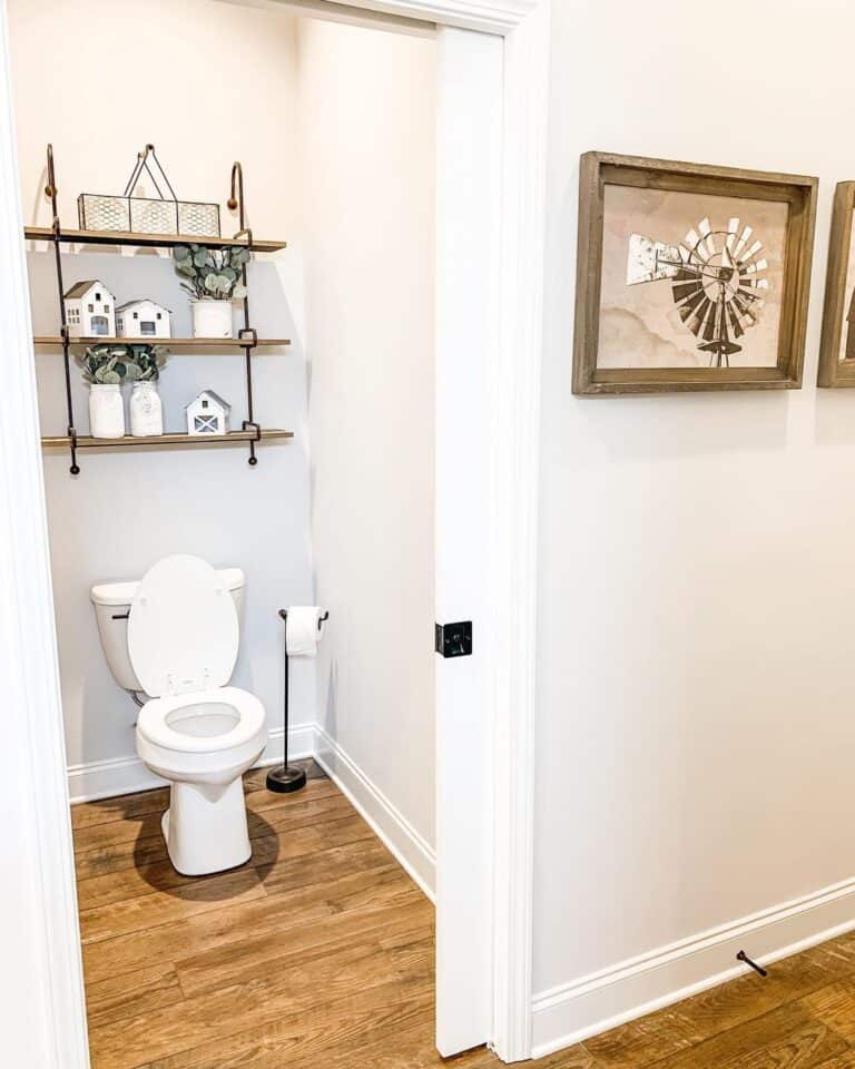 Wooden Farmhouse Over the Toilet Shelf