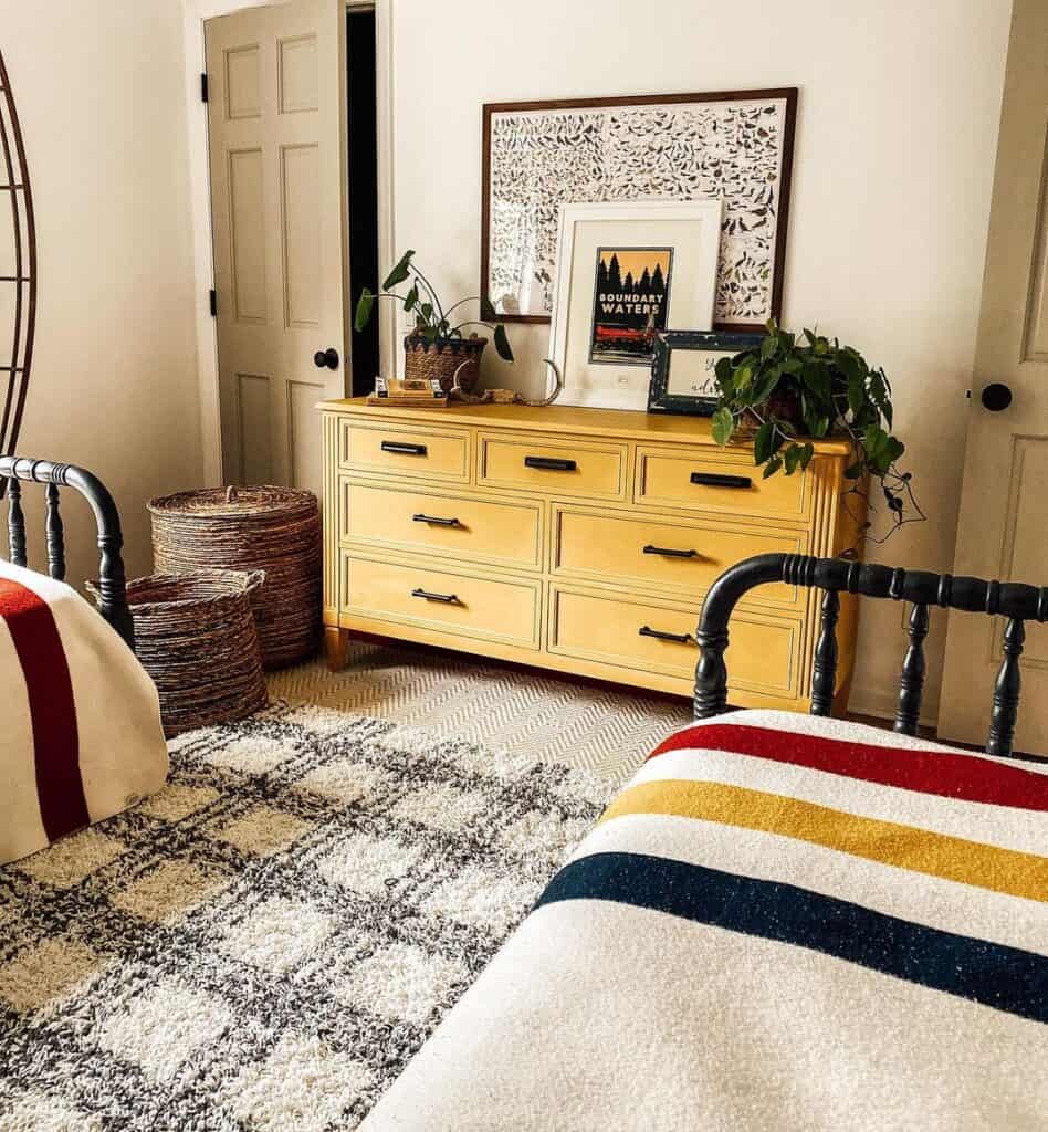 Yellow Dresser with Two Styles of Pulls