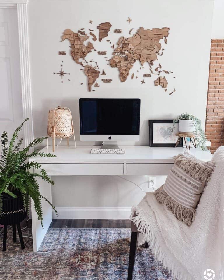 3D World Map and a Dark Grey Office Rug