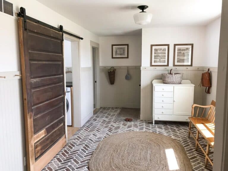 5 Panel Wood Door in Mudroom