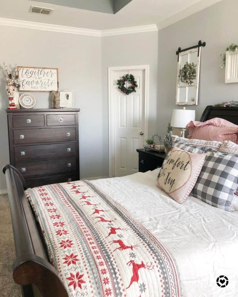 6 Panel White Door in Light Grey Bedroom