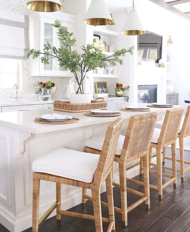 All White Kitchen with Dark Flooring