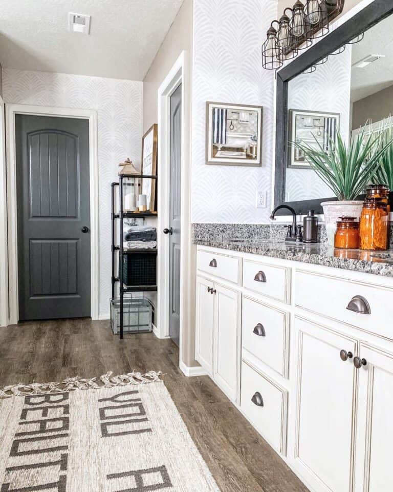 Antique Cabinets with Nickel Cup Drawer Pulls