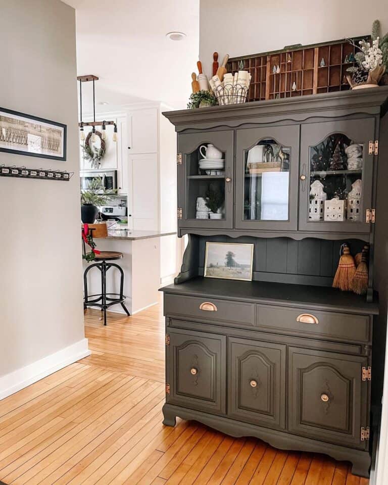 Antique Hutch with Modern Brass Knobs