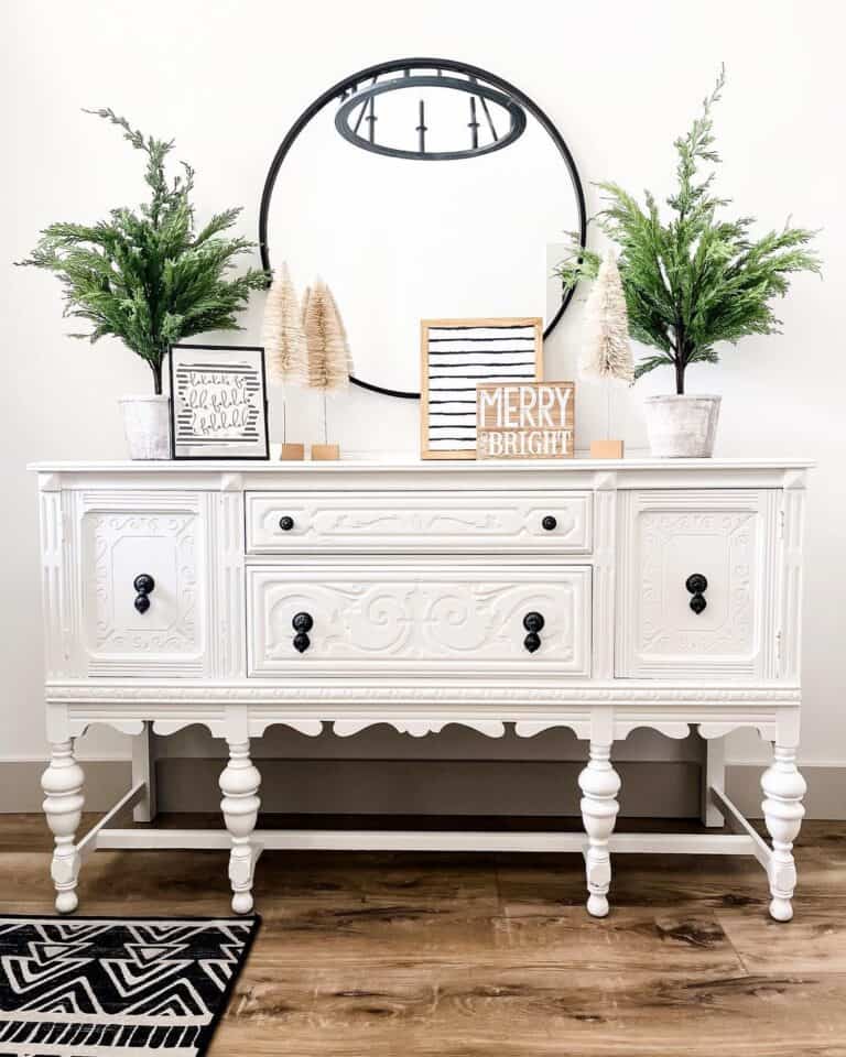 Antique White Sideboard with Black Hardware
