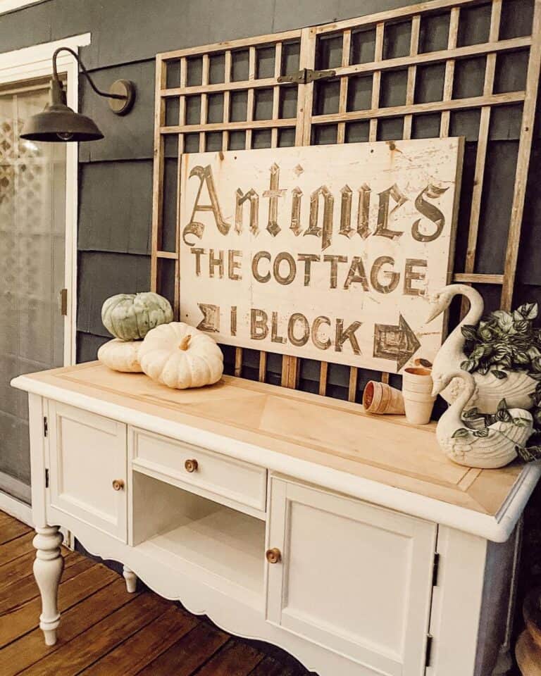 Antique White Sideboard with Farmhouse Decor
