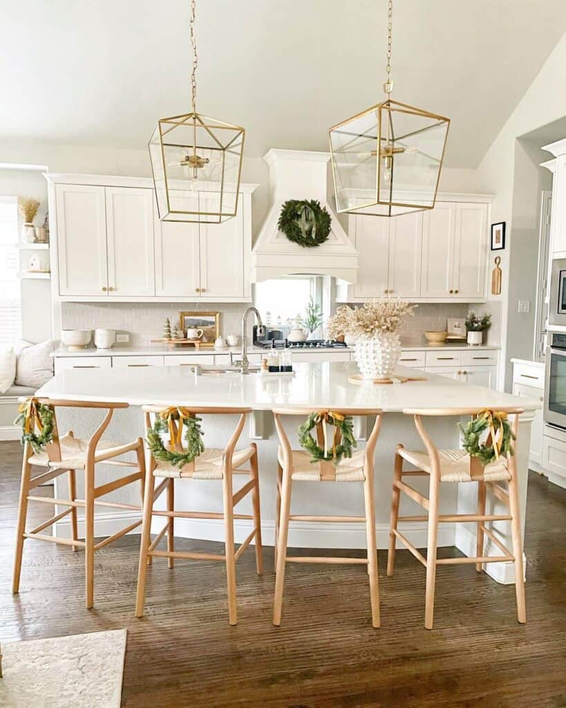 Asymmetrical Kitchen Island and Christmas Décor