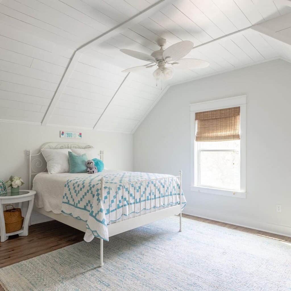 Attic Bedroom with Shiplap Vaulted Ceiling