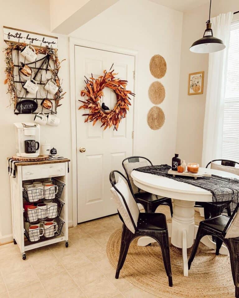 Autumn Themed Kitchen with Metal Chairs