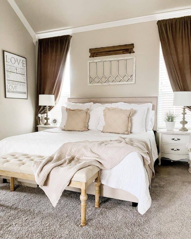 Bedroom with Brown Window Curtains - Soul & Lane