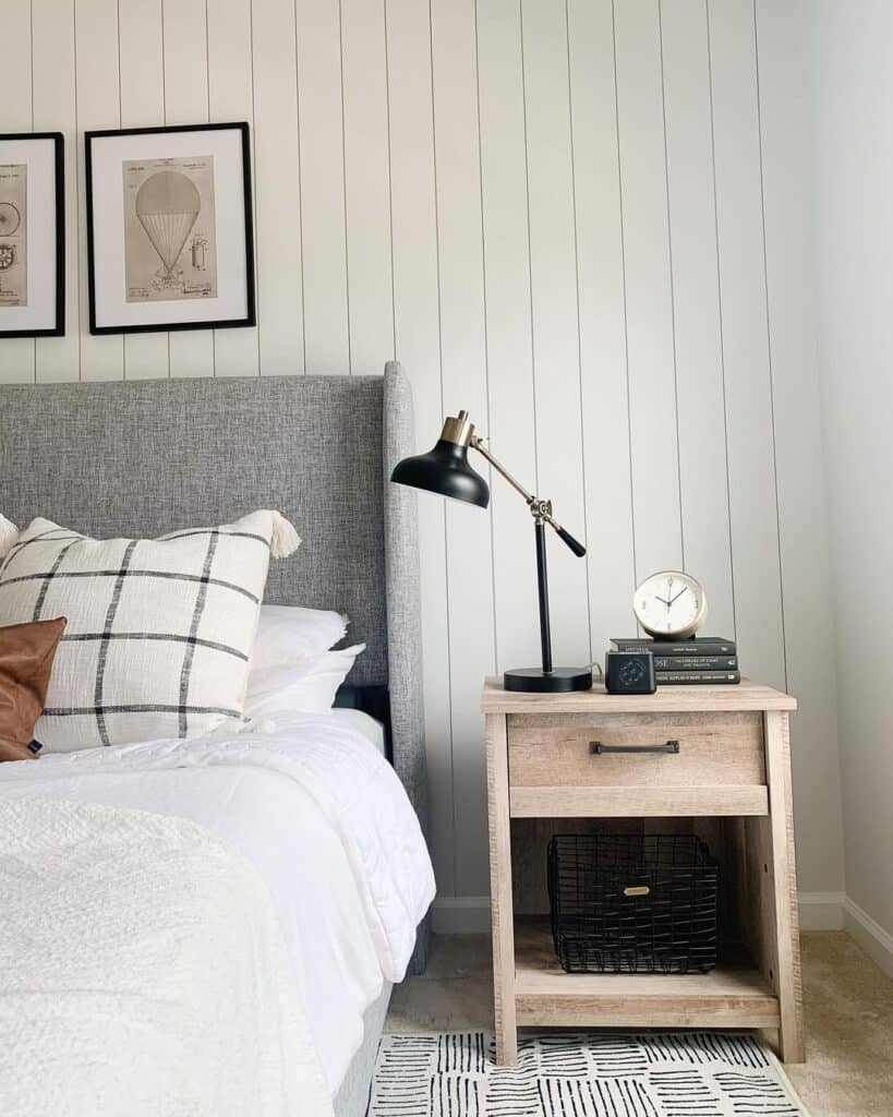 Bedroom with White Shiplap Wall