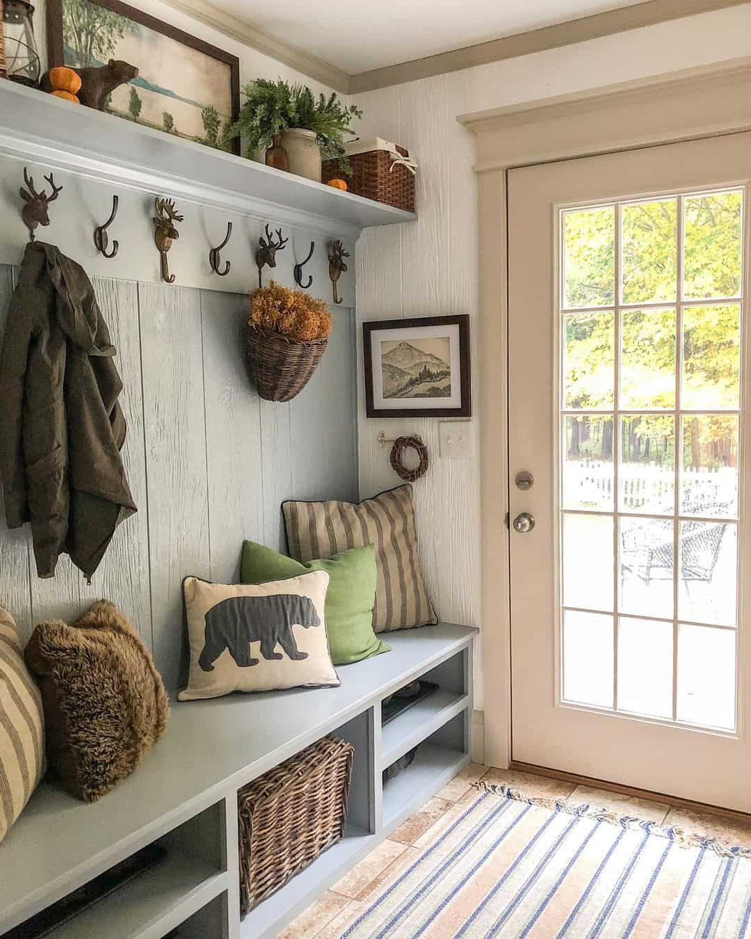 Beige Door and Blue Mudroom Shelf Soul Lane