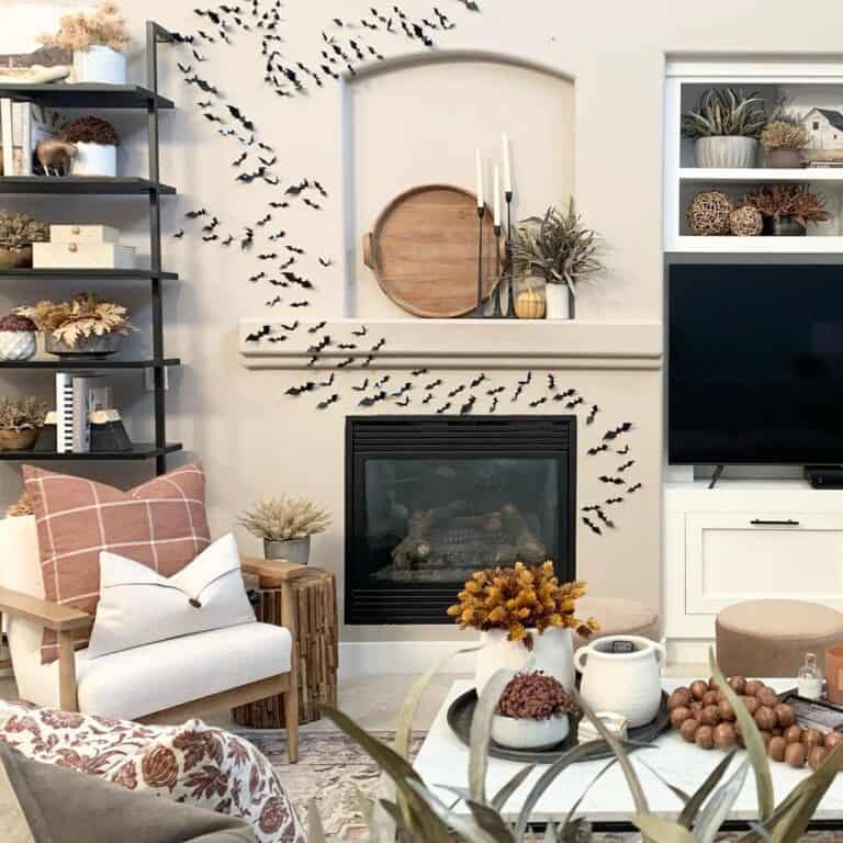 Beige Fireplace Wall and Fall Décor