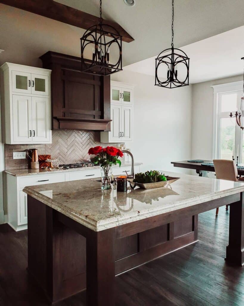 Beige Herringbone Backsplash Tile