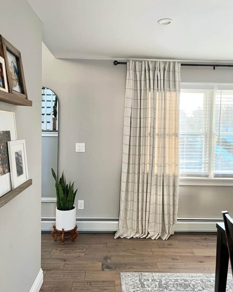 Beige and Gray Grid Pattern Curtains