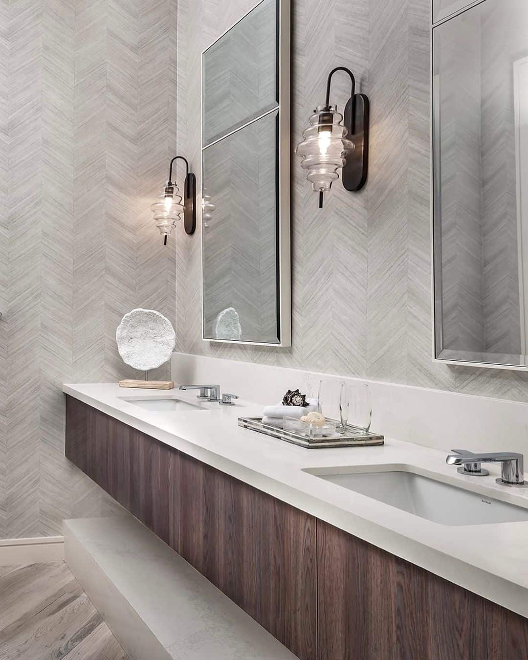 Beveled Mirrors Over Double Sink Vanity Soul & Lane