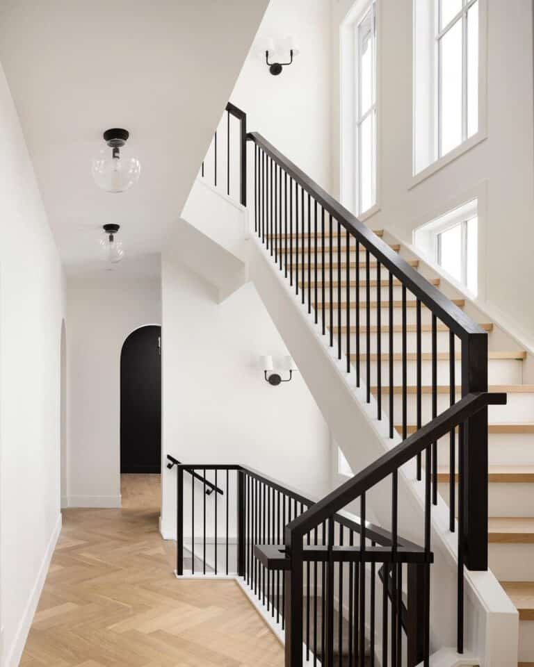 Black 2 Light Stairway Wall Sconces