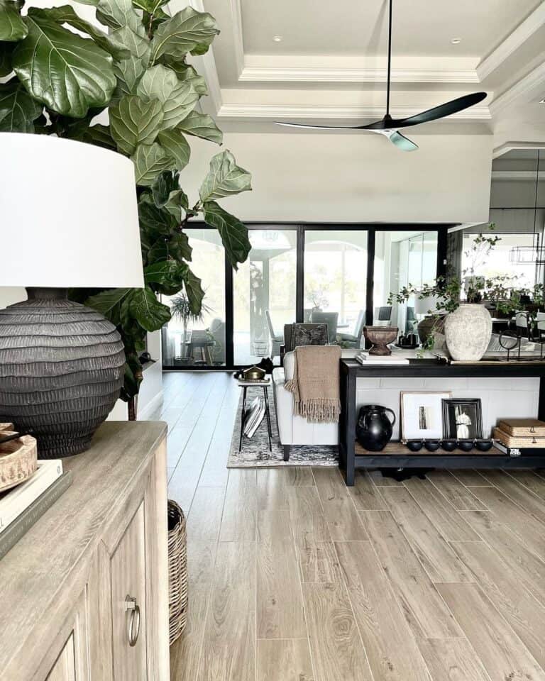 Black 3 Blade Ceiling Fan in Living Room