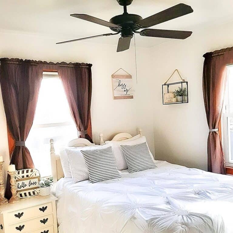 Black Ceiling Fan in Bedroom