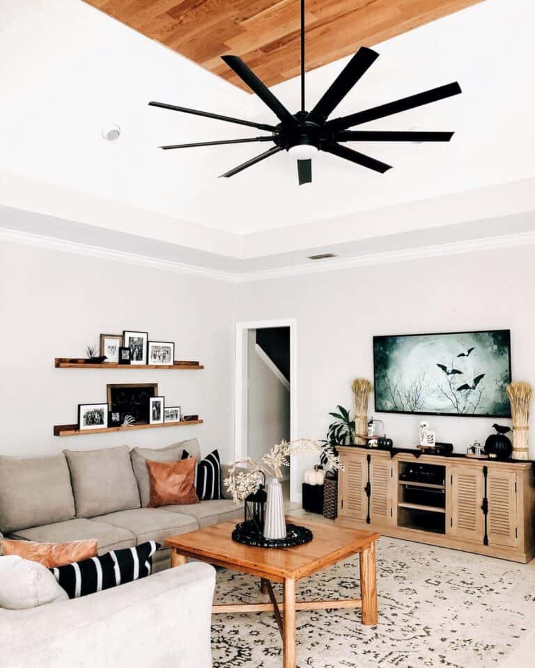 Black Ceiling Fan with Light for Living Room