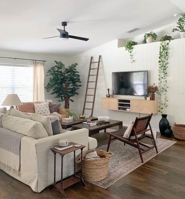 Black Ceiling Fan with Light in Living Room