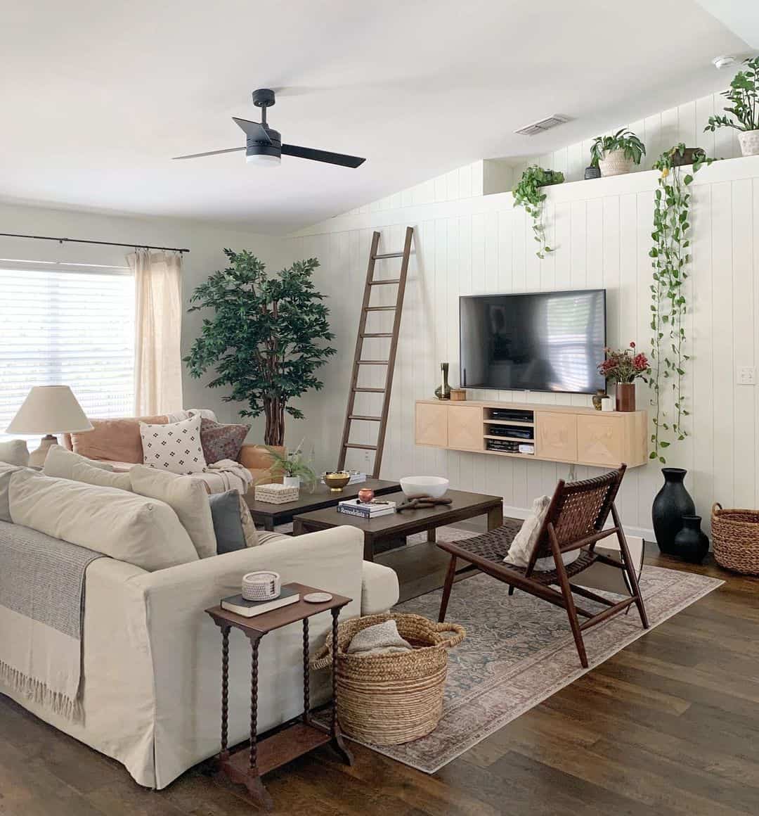 Black Ceiling Fan with Light in Living Room - Soul & Lane