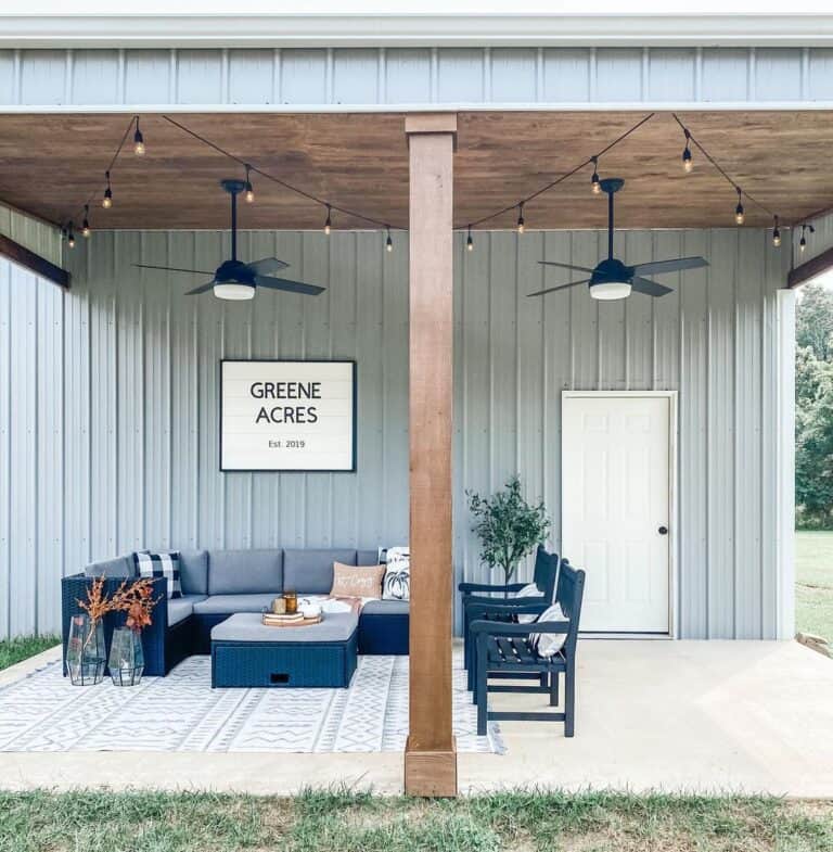 Black Ceiling Fans with Lights in Porch