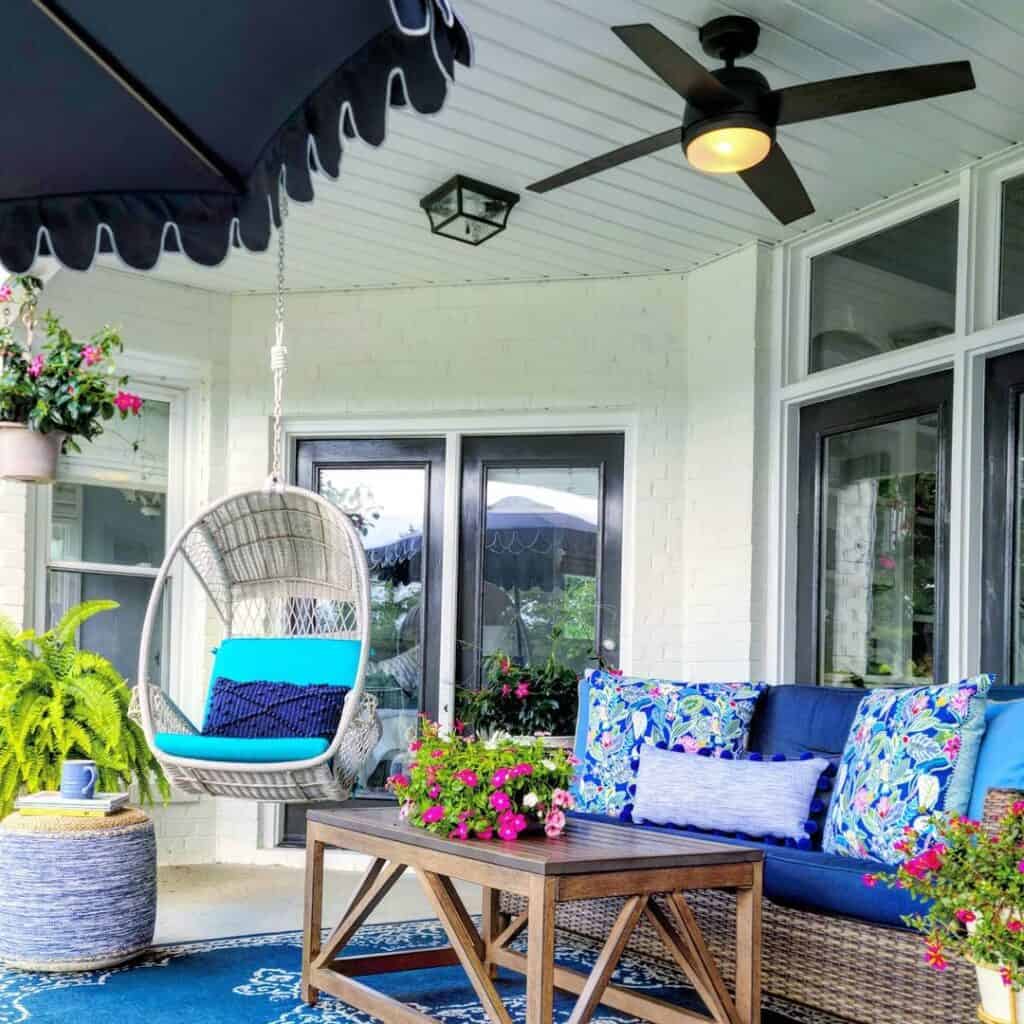 Black Ceiling with Light for Porch