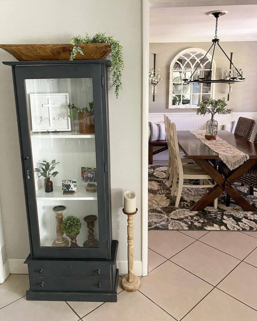 Black China Cabinet in an Entryway