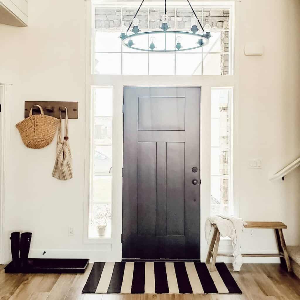 Black Door with Sidelights and a Transom