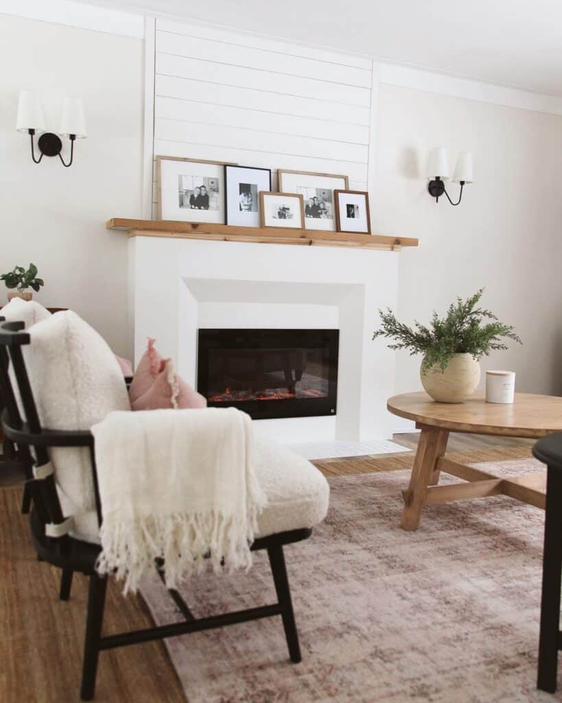Black Fireplace Sconces on an Off-White Wall