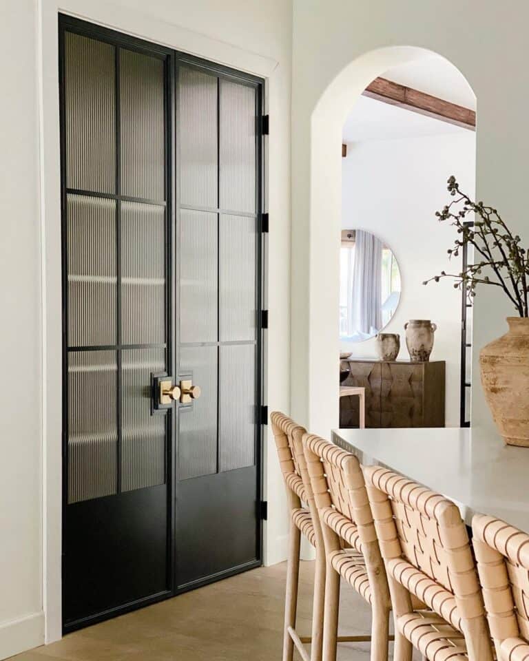 Black French Doors with Fluted Glass