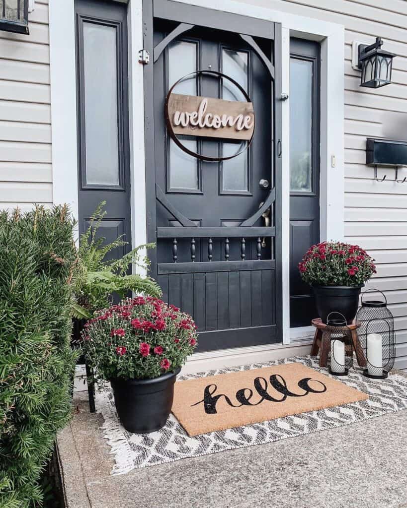 Black Front Door with Matching Screen and Side Lights - Soul & Lane