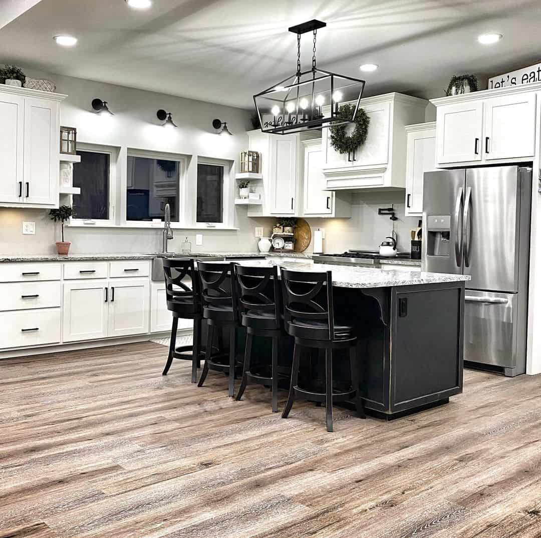 Black Kitchen Island with White Cabinets - Soul & Lane