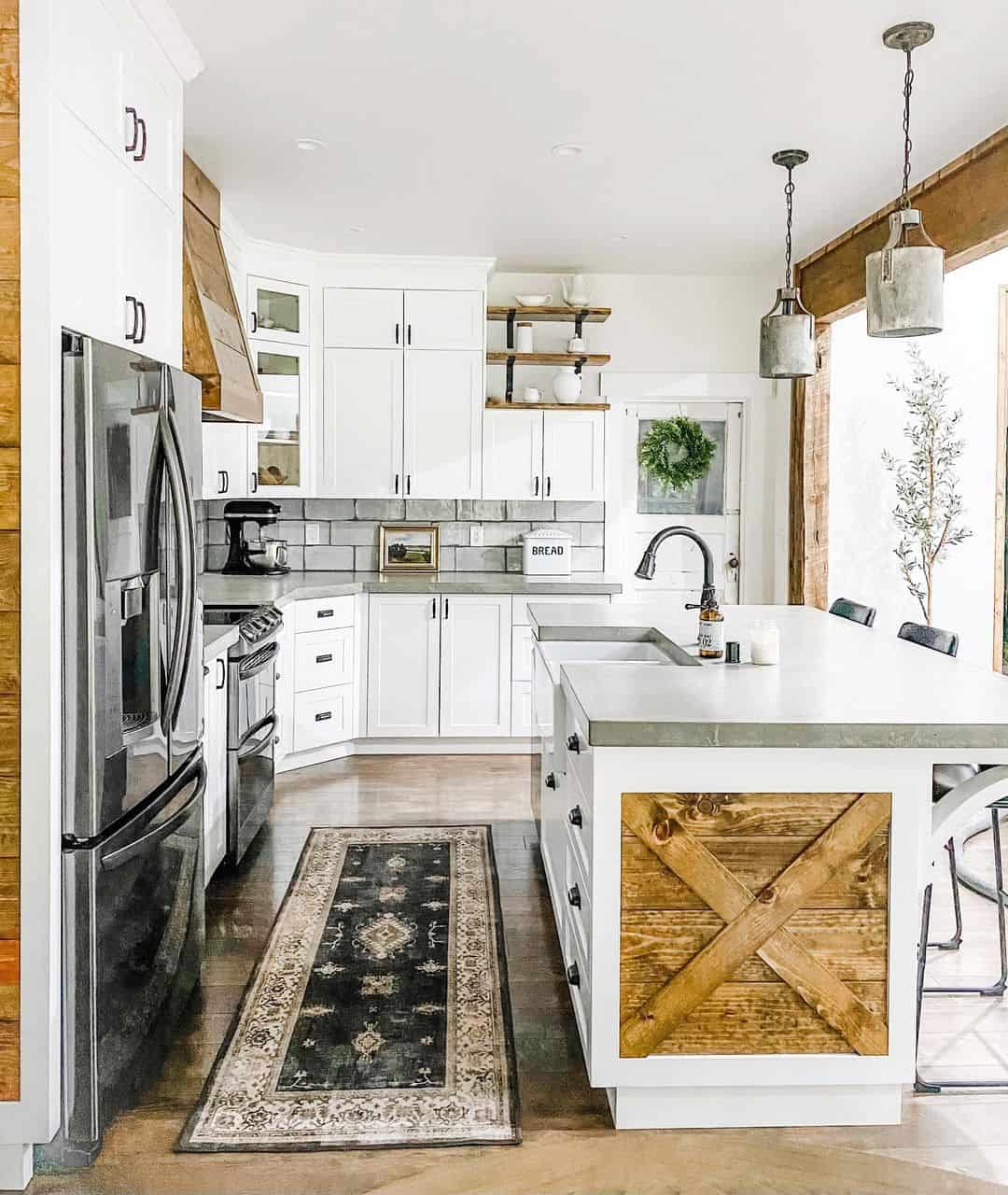 Black Kitchen Runner with a Beige and Black Border Soul & Lane