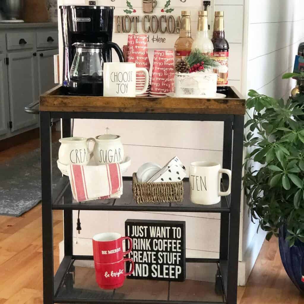 Black Kitchen Trolley with Coffee Station