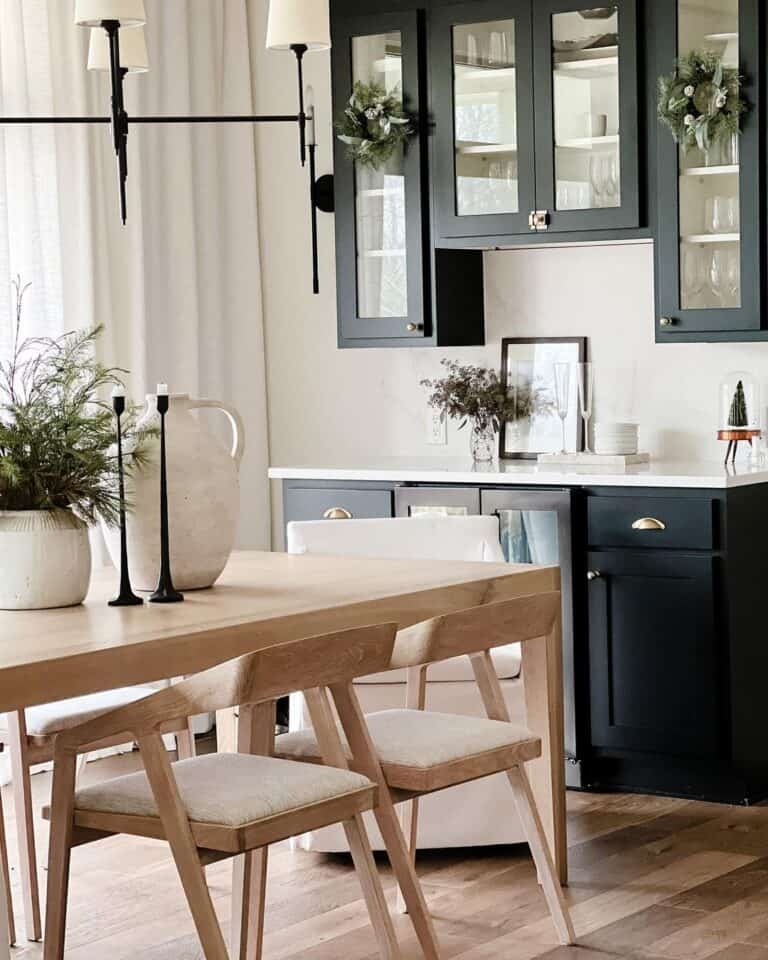 Black Sideboard With a White Top