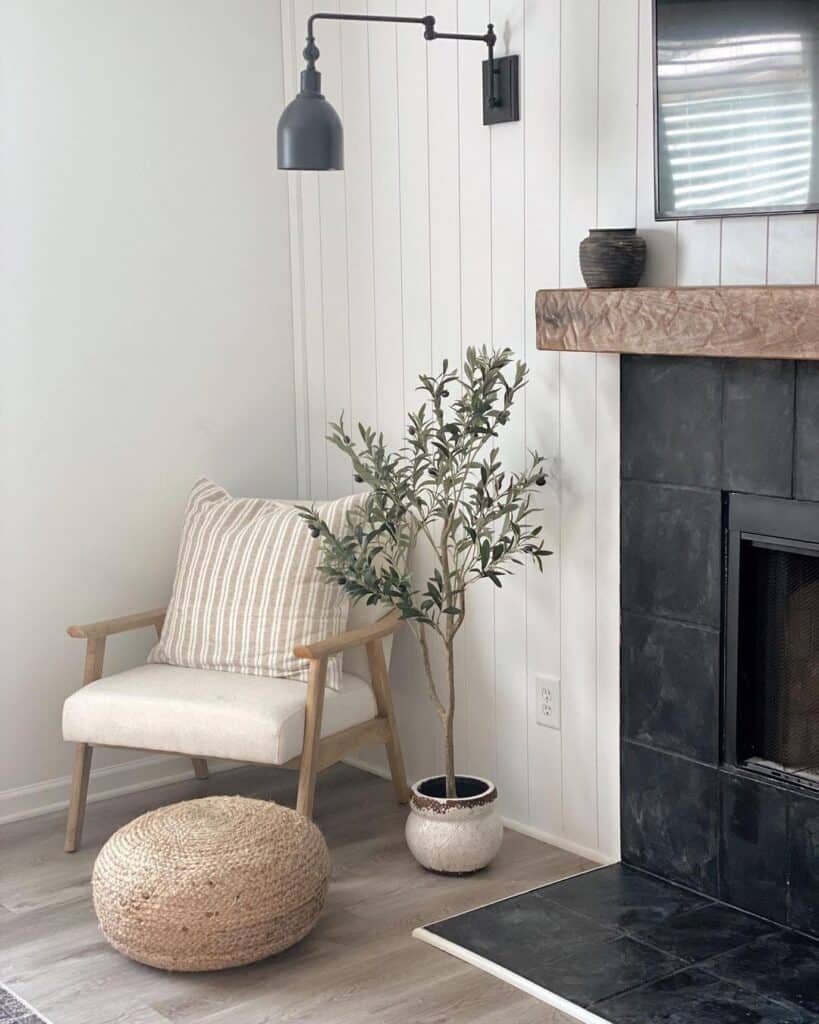 Black Tile Fireplace with Sitting Area Soul & Lane