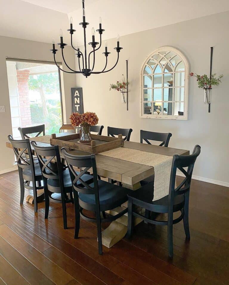 Black Wood Dining Room Chairs on Warm Wood Floor