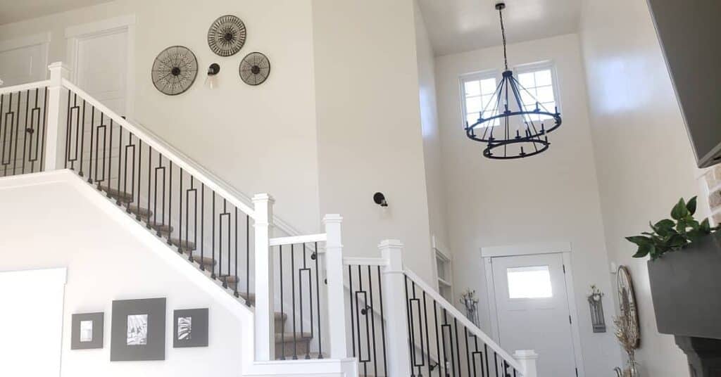 Black and Glass Wall Sconces Stairway