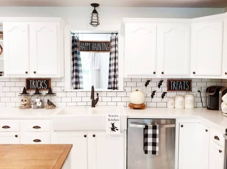 Black and White Checkered Rustic Kitchen Curtains