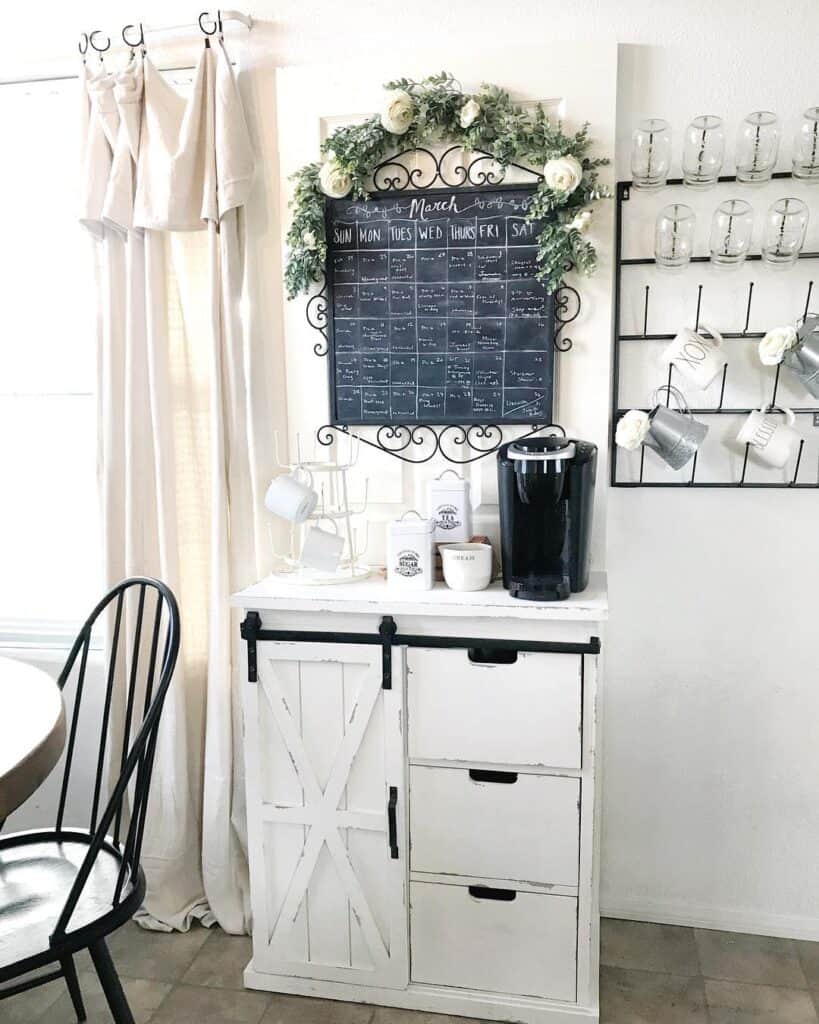 Black and White Decor for Coffee Bar