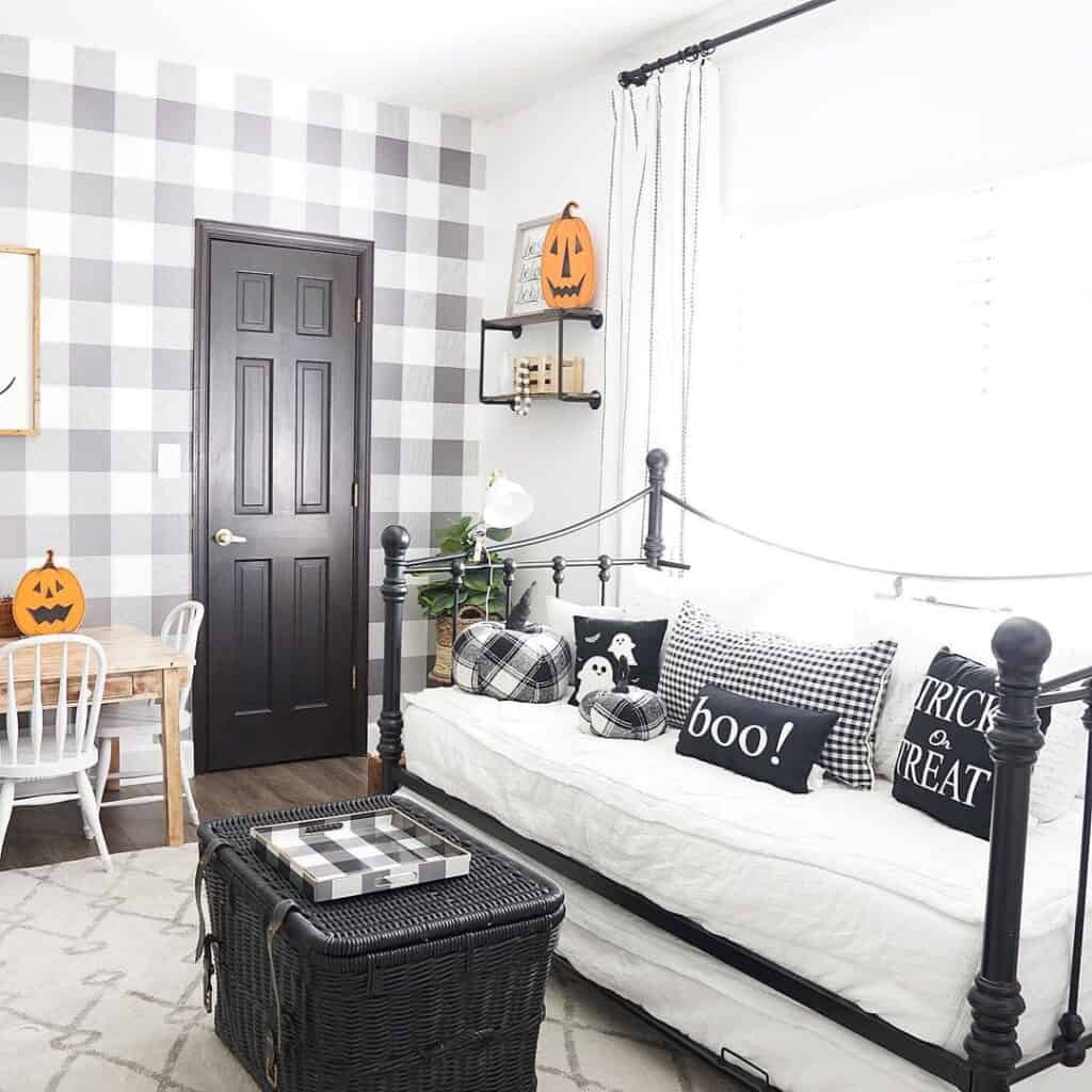 Black and White Halloween Daybed Décor